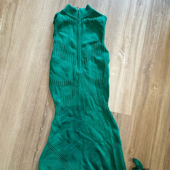 Maniere De Voir Knit Contour Racer Jumpsuit With Arm sleeves Green Large - Picture 3 of 4
